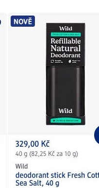 Wild deodorant stick Fresh Cotton & Sea Salt, 40 g