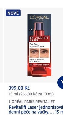 L'ORÉAL PARIS REVITALIFT Laser jednorázová denní péče na váčky, 15 ml