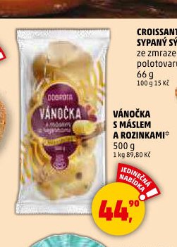 VÁNOČKA S MÁSLEM A ROZINKAMI