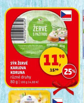 SÝR ŽERVÉ KARLOVA KORUNA různé druhy 80 g