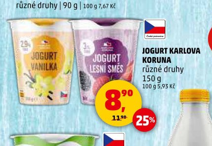 JOGURT KARLOVA KORUNA různé druhy 150 g