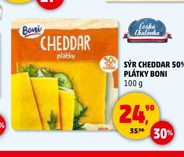 SÝR CHEDDAR 50% PLÁTKY BONI 100 g