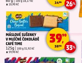 Máslové sušenky v mléčné čokoládě Café Time