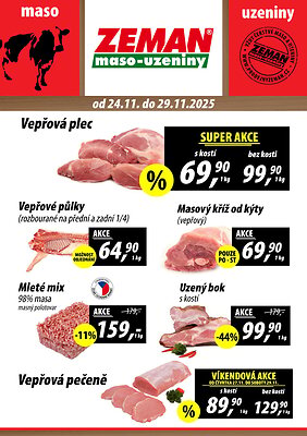 aktuální leták ZEMAN maso - uzeniny 24.11.2025-29.11.2025