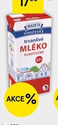 Madeta Jihočeské mléko plnotučné trvanlivé 1 l