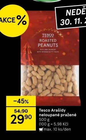 Tesco Arašídy neloupané pražené