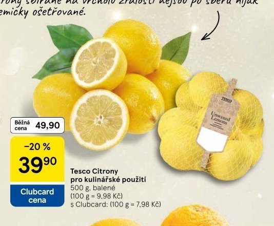 Tesco Citrony pro kulinářské použití 500 g, balené