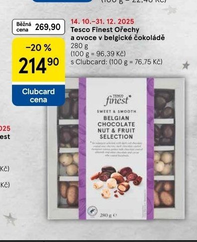 Tesco Finest Ořechy a ovoce v belgické čokoládě 280 g