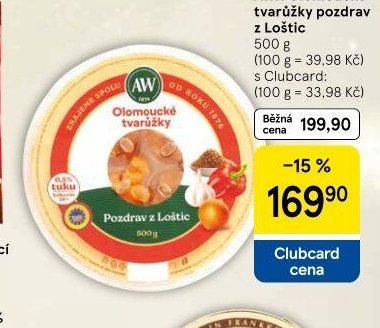A.W. Olomoucké tvarůžky pozdrav z Loštic