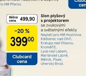 Slon plyšový s projektorem