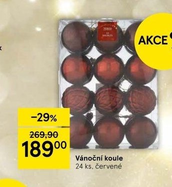 Vánoční koule 24 ks, červené