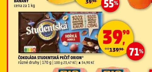 ČOKOLÁDA STUDENTSKÁ PEČEŤ ORION