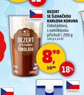 DEZERT SE ŠLEHAČKOU KARLOVA KORUNA čokoládový, s vanilkovou příchutí 200 g