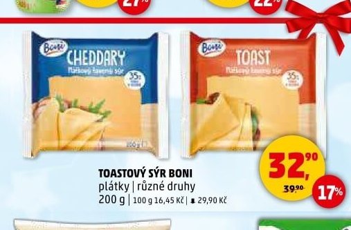 TOASTOVÝ SÝR BONI plátky | různé druhy 200 g