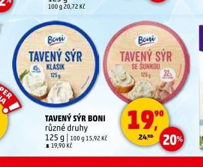 TAVENÝ SÝR BONI různé druhy 125 g