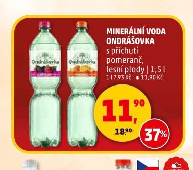 MINERÁLNÍ VODA ONDRÁŠOVKA s příchutí pomeranč, lesní plody | 1,5 l