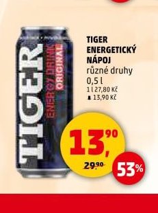 TIGER ENERGETICKÝ NÁPOJ různé druhy 0,5 l