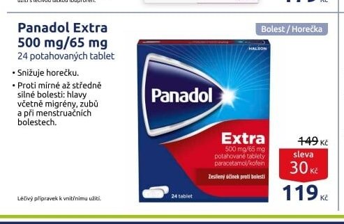 Panadol Extra 500 mg/65 mg 24 potahovaných tablet