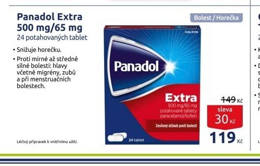Panadol Extra 500 mg/65 mg 24 potahovaných tablet