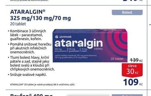 ATARALGIN 325 mg/130 mg/70 mg 20 tablet