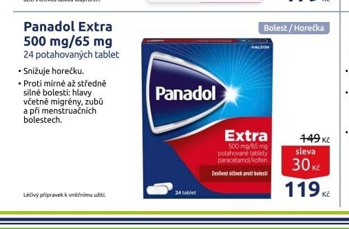 Panadol Extra 500 mg/65 mg 24 potahovaných tablet