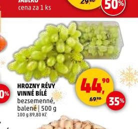 Hrozny révy vinné bílé bezsemenné