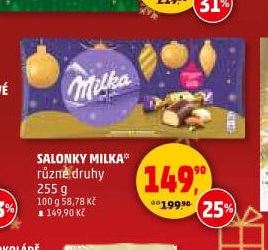 SALONKY MILKA různé druhy