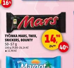 TYČINKA MARS, TWIX, SNICKERS, BOUNTY