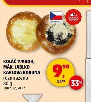 KOLÁČ TVAROH, MÁK, JABLKO KARLOVA KORUNA