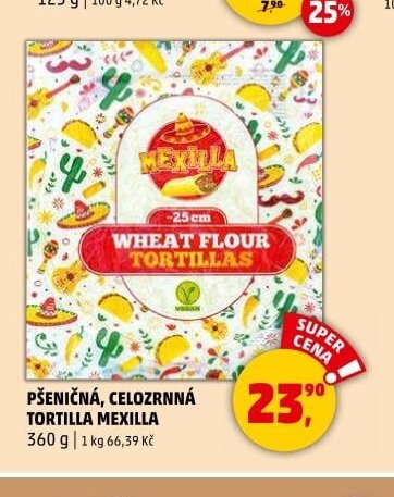PŠENIČNÁ, CELOZRNNÁ TORTILLA MEXILLA