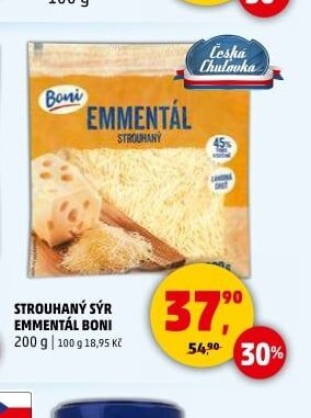 STROUHANÝ SÝR EMMENTÁL BONI 200 g