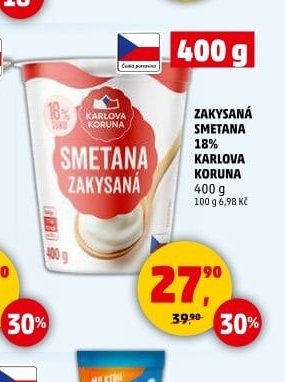 ZAKYSANÁ SMETANA 18% KARLOVA KORUNA 400 g