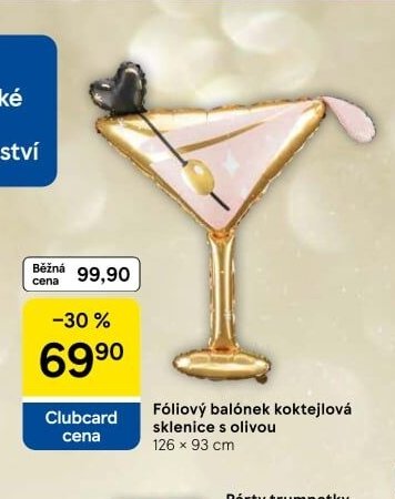 Fóliový balónek koktejlová sklenice s olivou