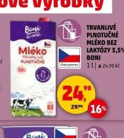 TRVANLIVÉ MLÉKO BEZ LAKTÓZY 3,5% BONI