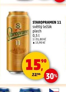 Staropramen 11 světlý ležák plech 0,5 l