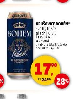 Krušovice Bohém světlý ležák plech 0,5 l