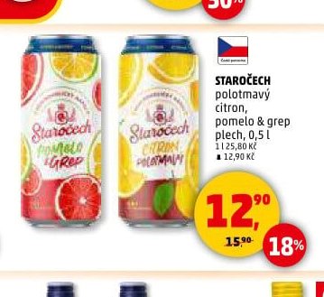 Staročech polotmavý citron, pomelo & grep plech 0,5 l