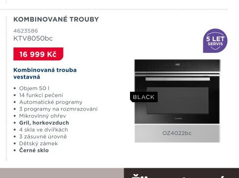 Kombinovaná trouba vestavná KTV8050bc