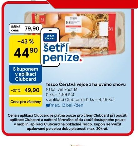 Tesco Čerstvá vejce z halového chovu 10 ks, velikost M