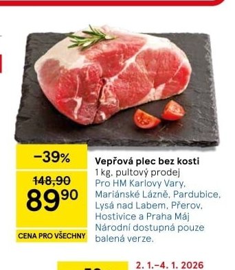Vepřová plec bez kosti 1 kg, pultový prodej