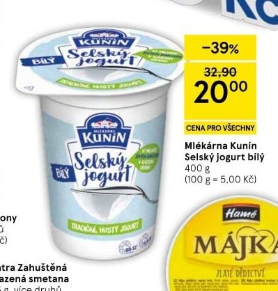 Mlékárna Kunín Selský jogurt bílý