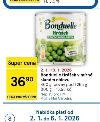 Bonduelle Hrášek v mírně slaném nálevu