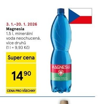 Magnesia 1,5 l, minerální voda neochucená, více druhů