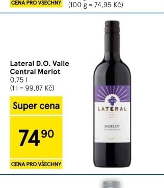 Lateral D.O. Valle Central Merlot 0,75 l