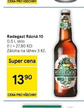 Radegast Rázná 10 0,5 l, sklo