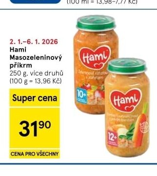 Hami Masozeleninový příkrm 250 g, více druhů