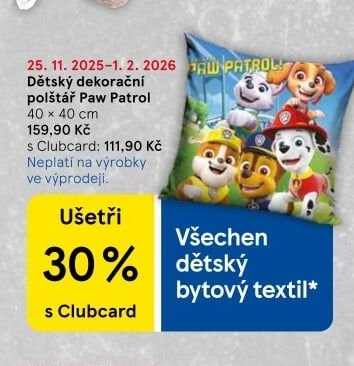 Dětský dekorační polštář Paw Patrol