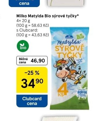 Milko Matylda Bio sýrové tyčky 4x20 g