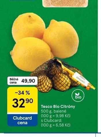 Tesco Bio Citróny 500 g, balené