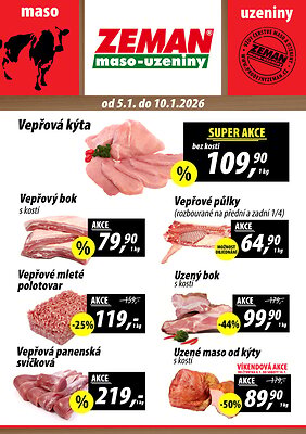 aktuální leták ZEMAN maso - uzeniny 5.1.2026-10.1.2026